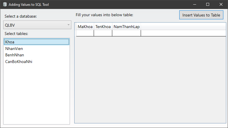 Insert Values To SQL