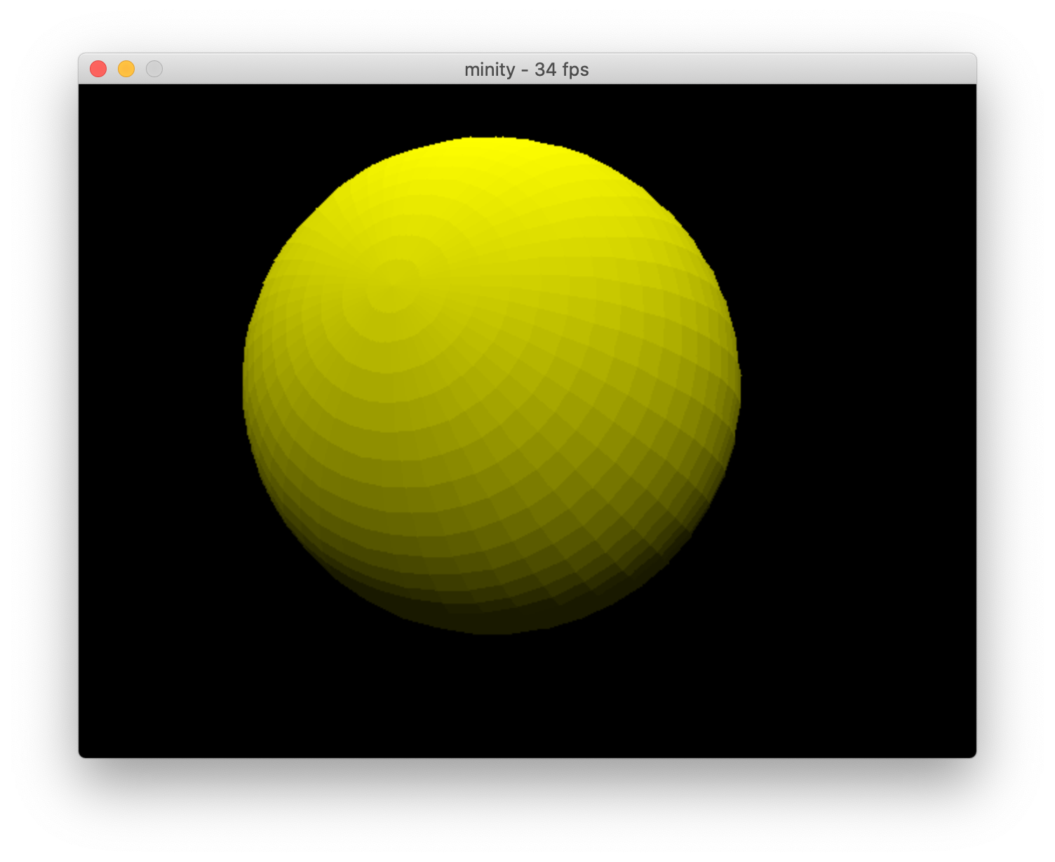 Minity showing a yellow sphere