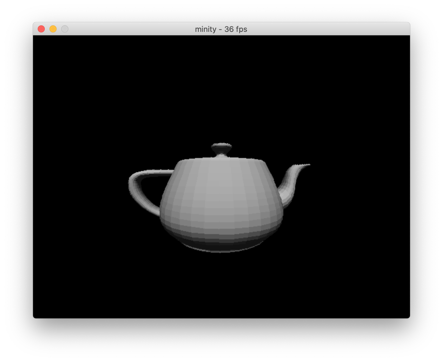 Minity spinning a shaded Utah teapot