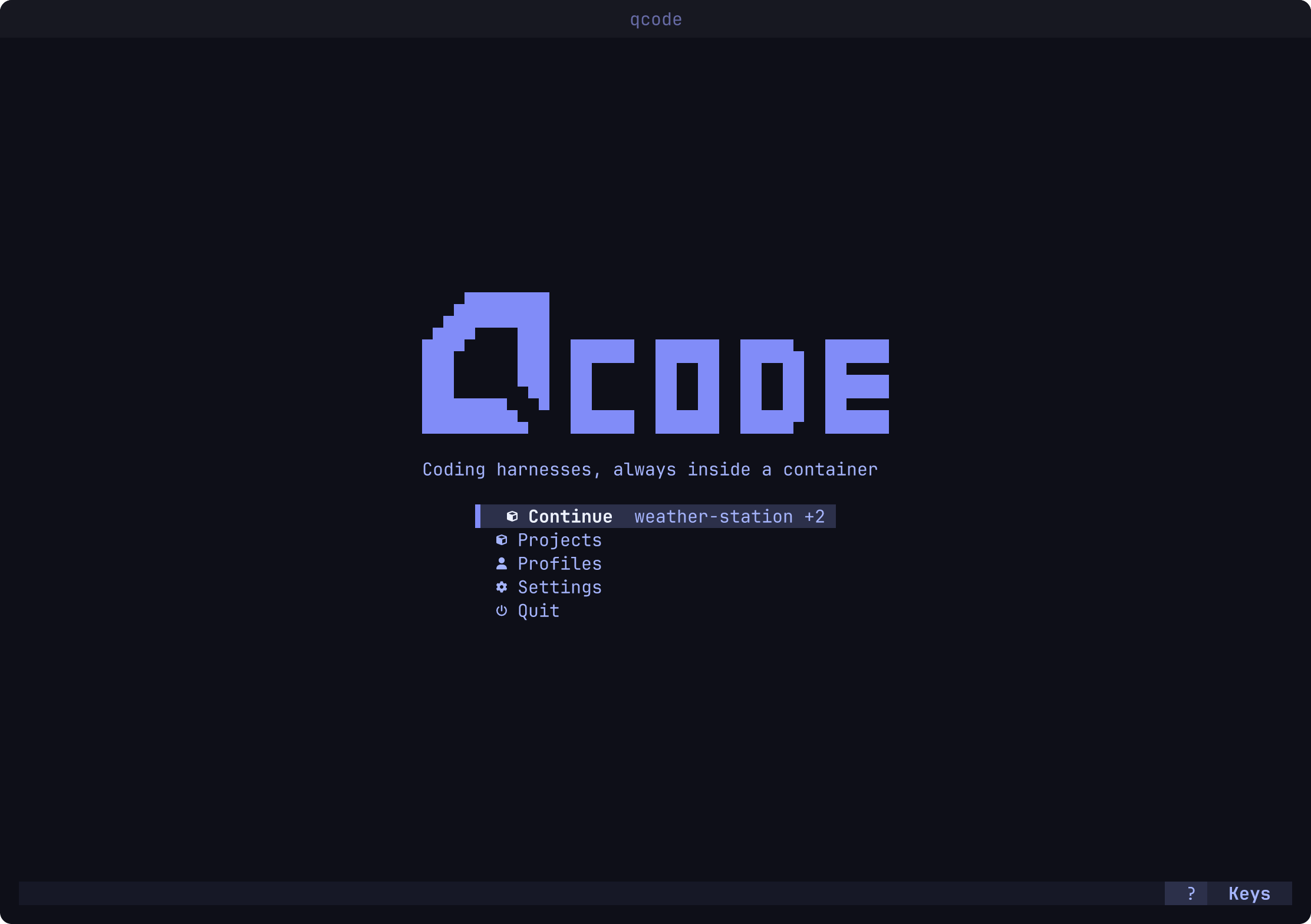 The home screen, ready to continue with the projects left open