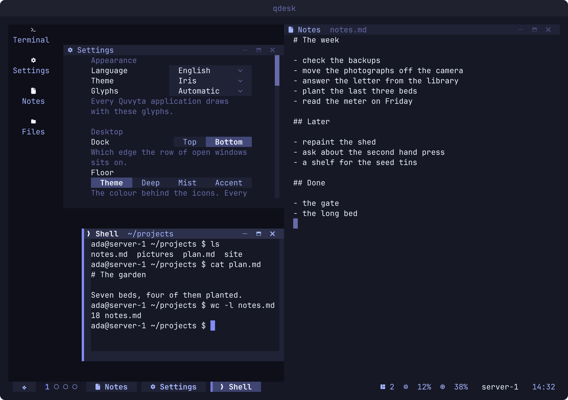 qdesk: a desktop inside the terminal