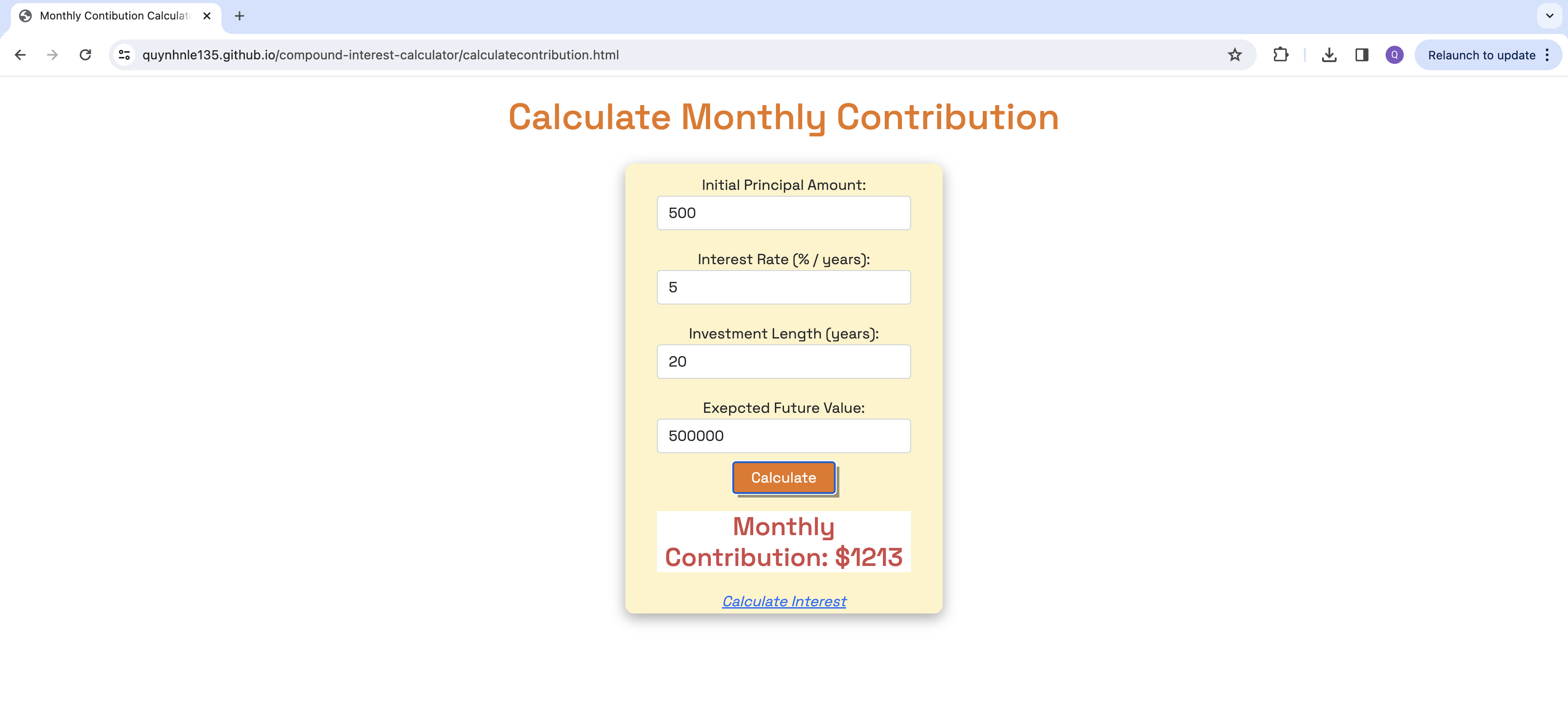 monthly contribution calculate