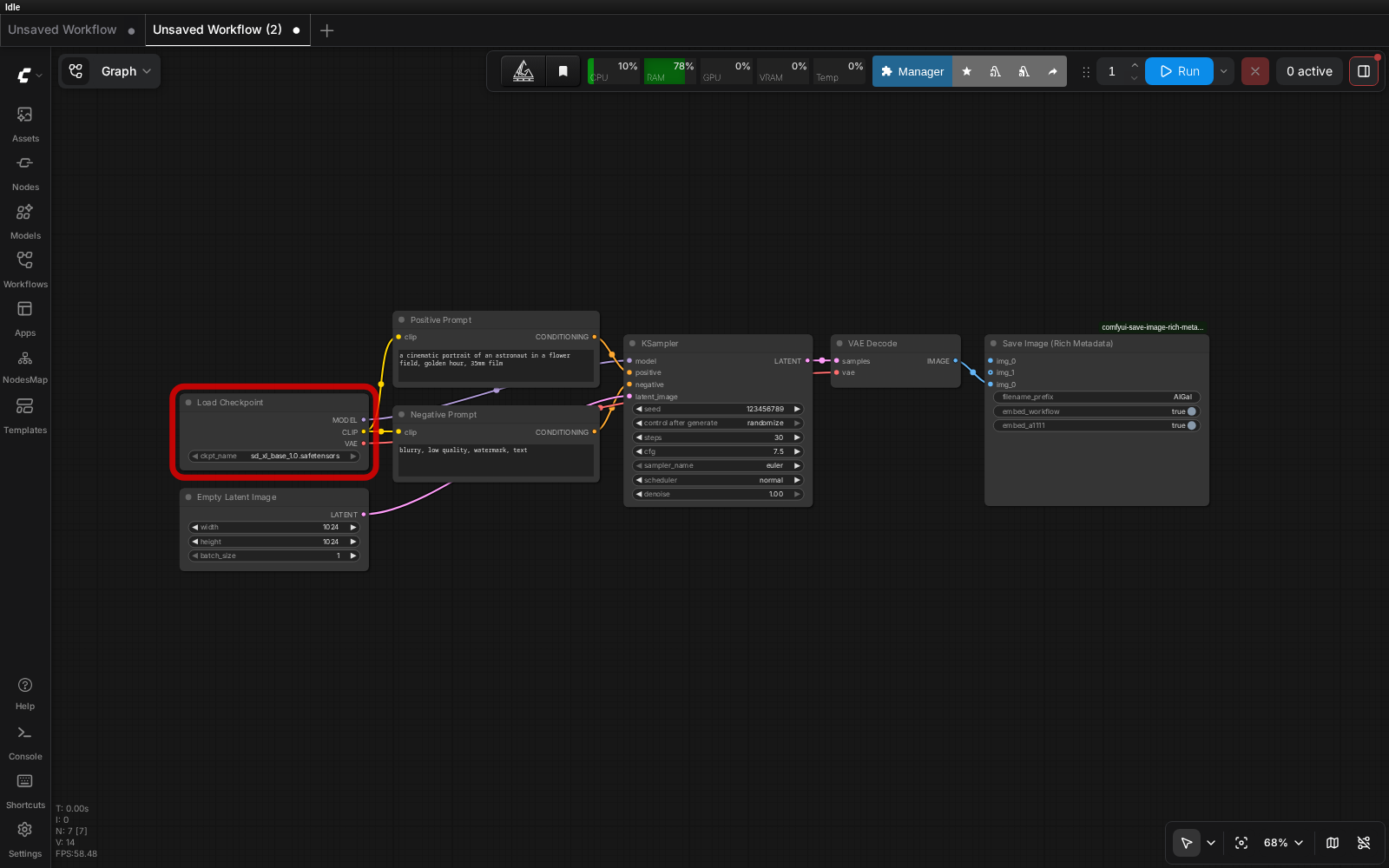 Full workflow with Save Image (Rich Metadata)