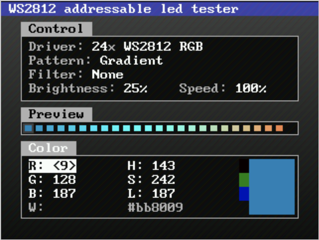 Addressable LED tester screenshot