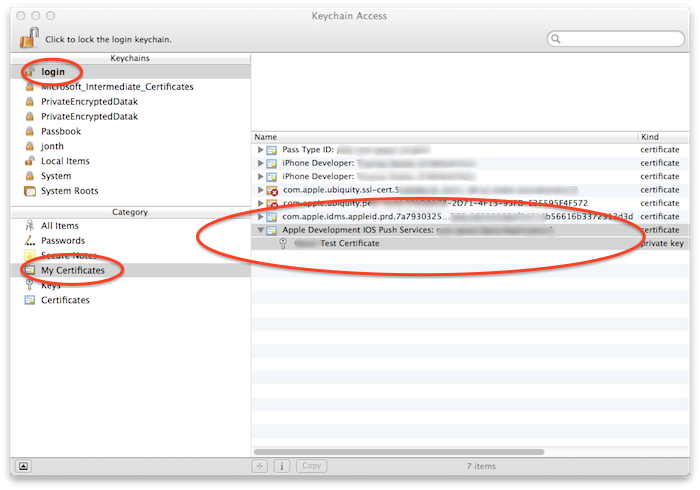 Select Certificate and Private Key
