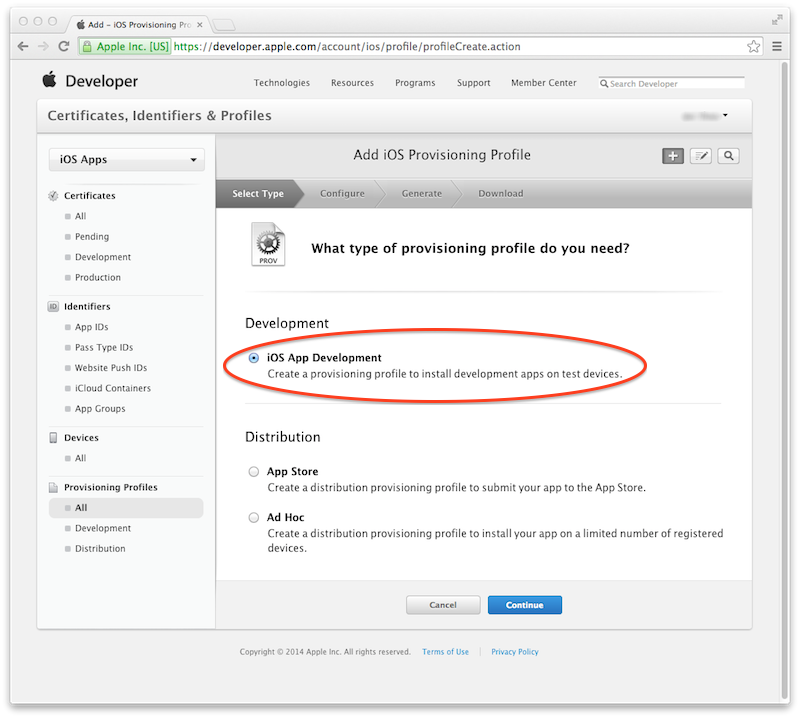 Provisioning Profile Dev