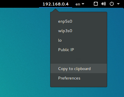 show ip extension on gnome shell, ipv4