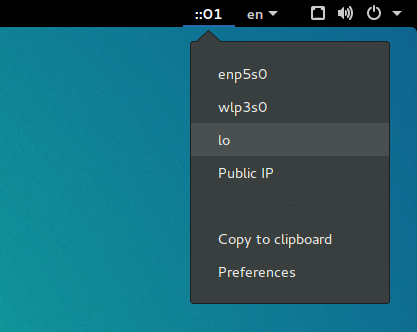 show ip extension on gnome shell, ipv6 compatible