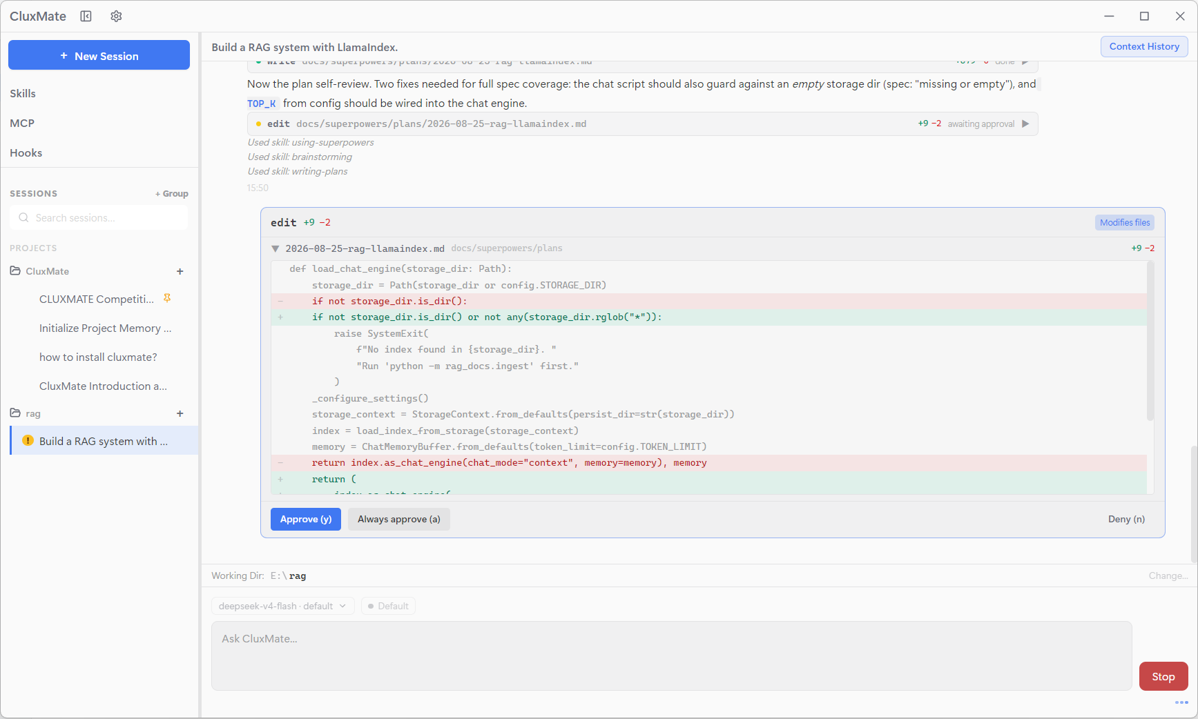 Coding with CluxMate in the desktop app