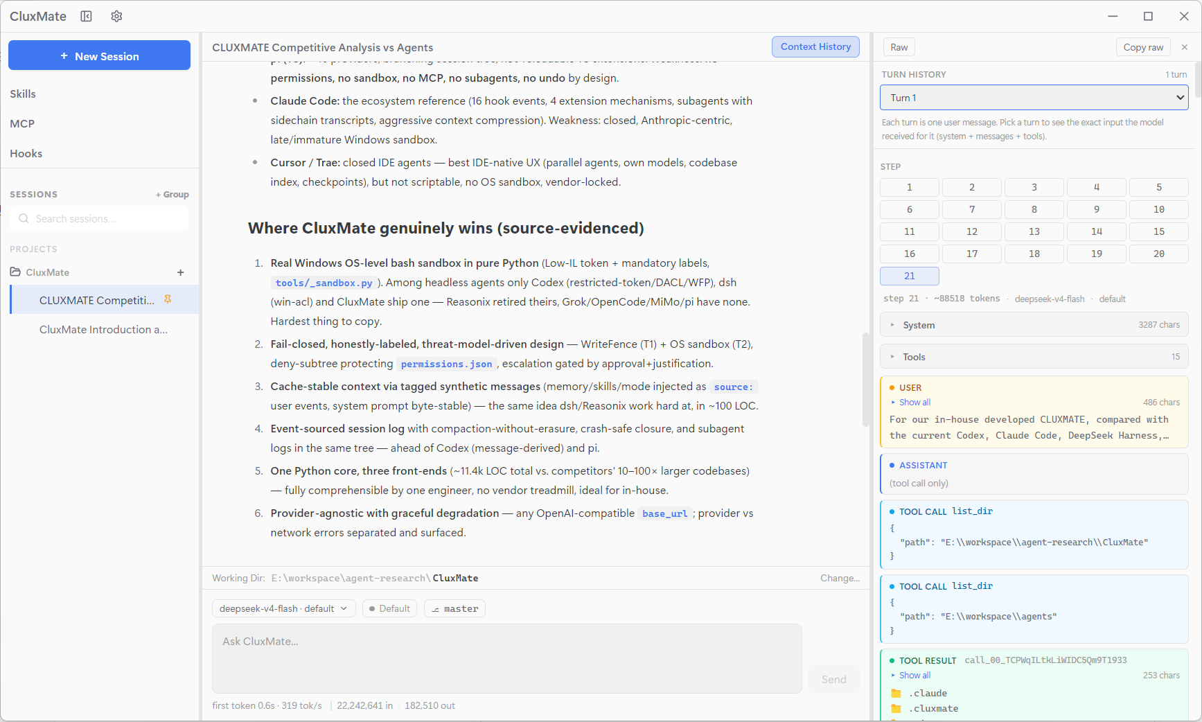 Session context & history viewer in the desktop app