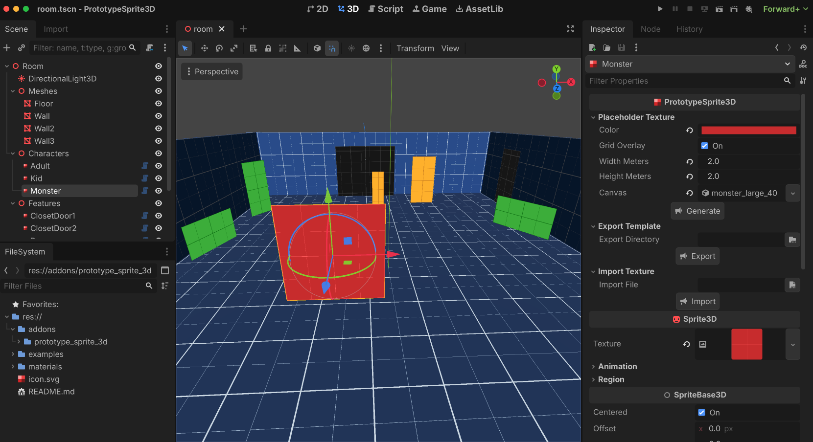 PrototypeSprite3D Node in Action