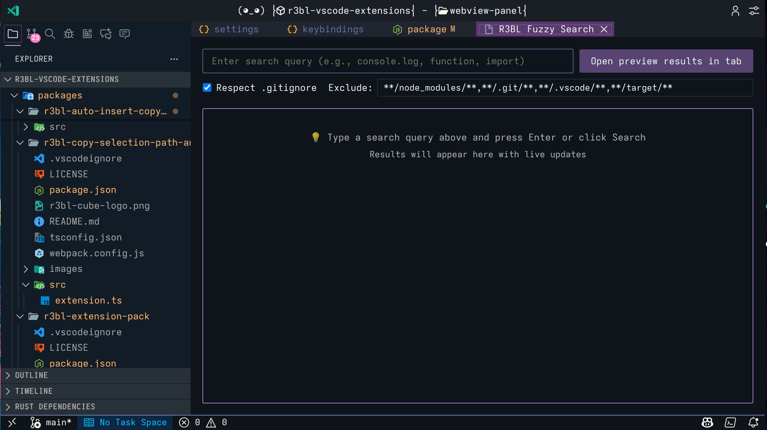Interactive Search Panel