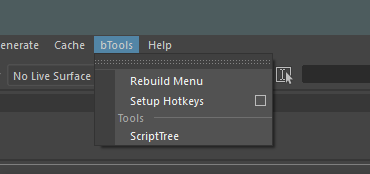 image showing where to find the bTools menu in the menubar