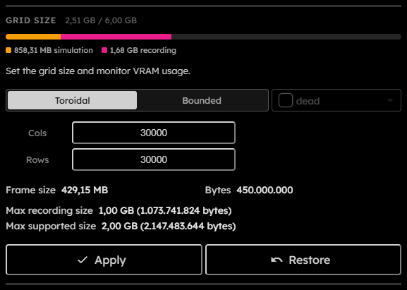 Grid Size section