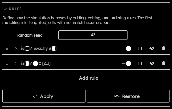 Rules section