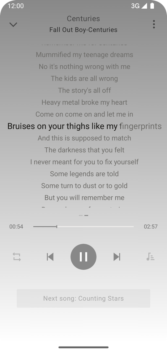 Playing Lyric Screen
