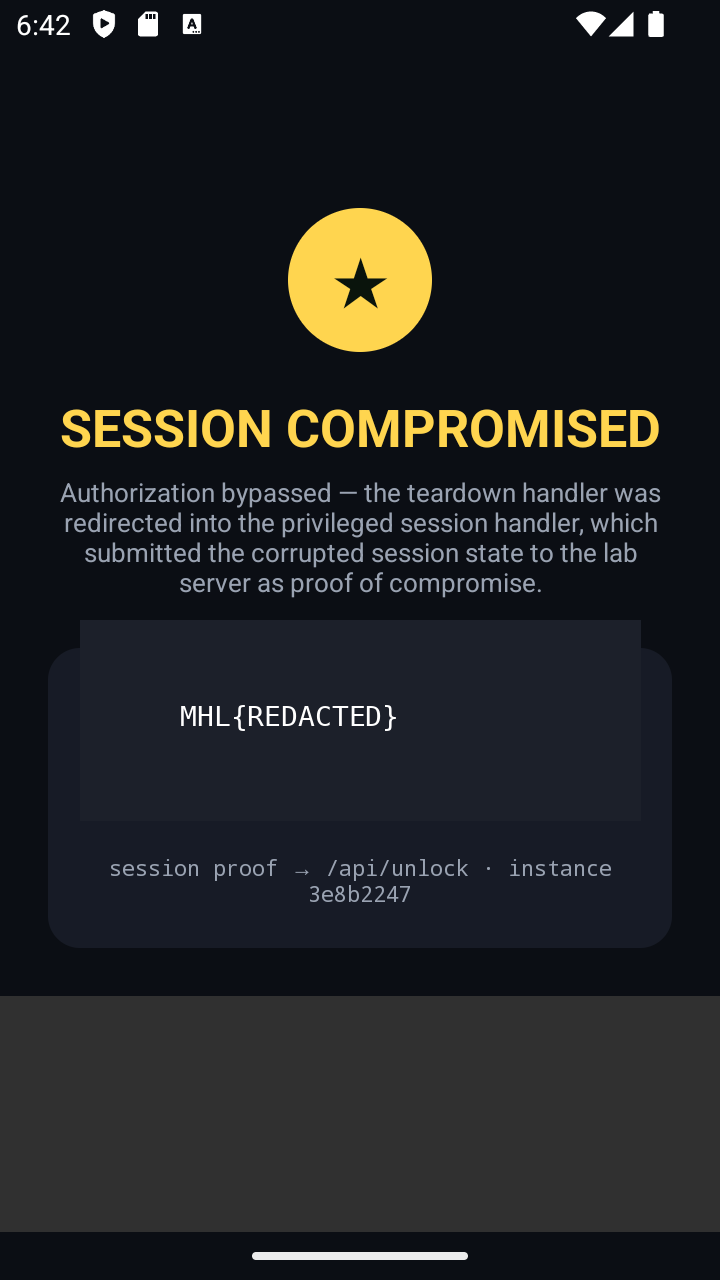 SESSION COMPROMISED — flag redacted; Worker released it from the smashed sessionProof