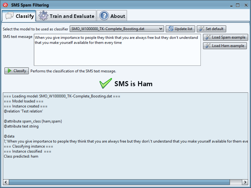 Classify - SMS is Ham