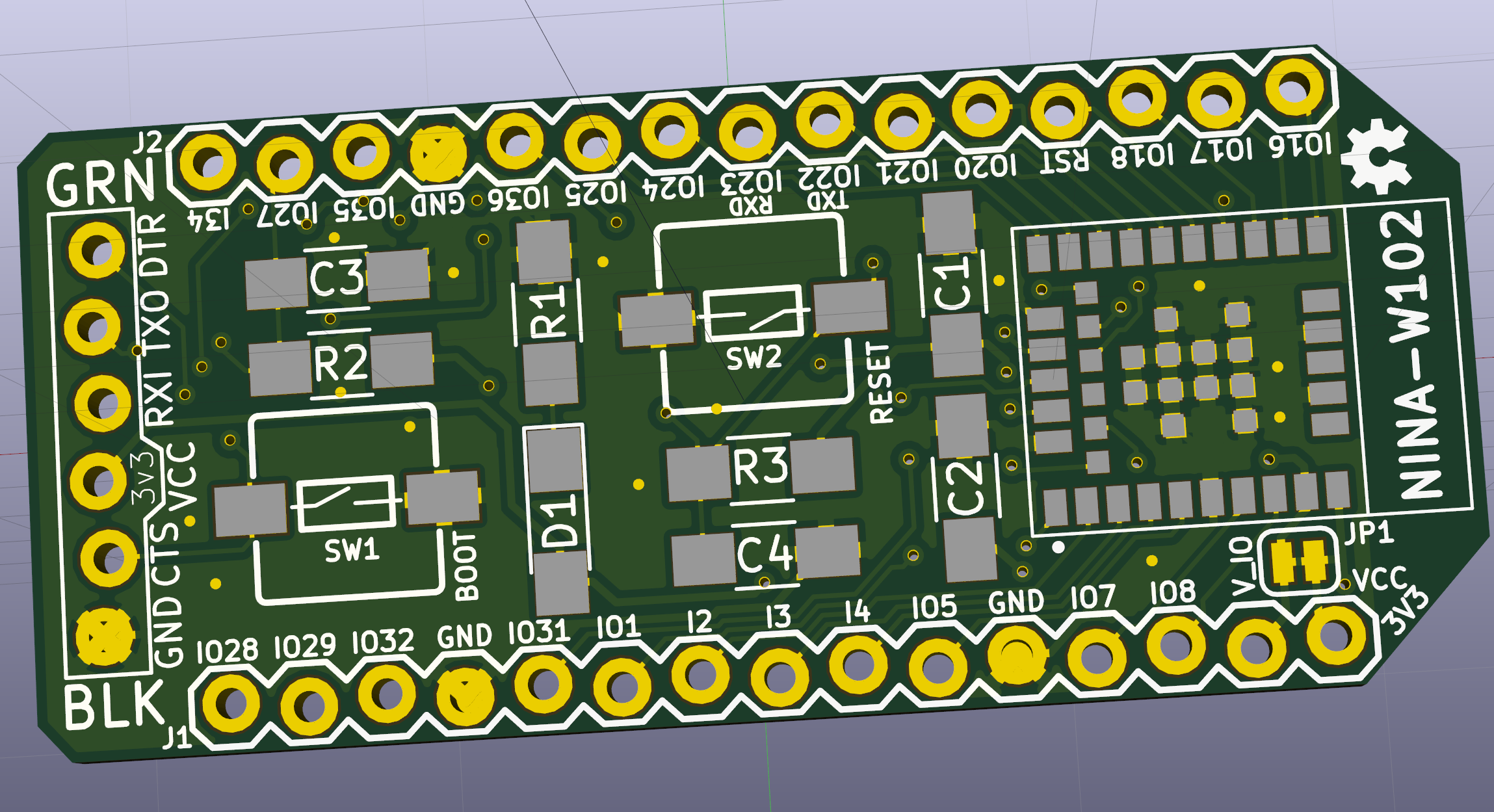 Ublox NINA-W102 minimal breakout, from the project README