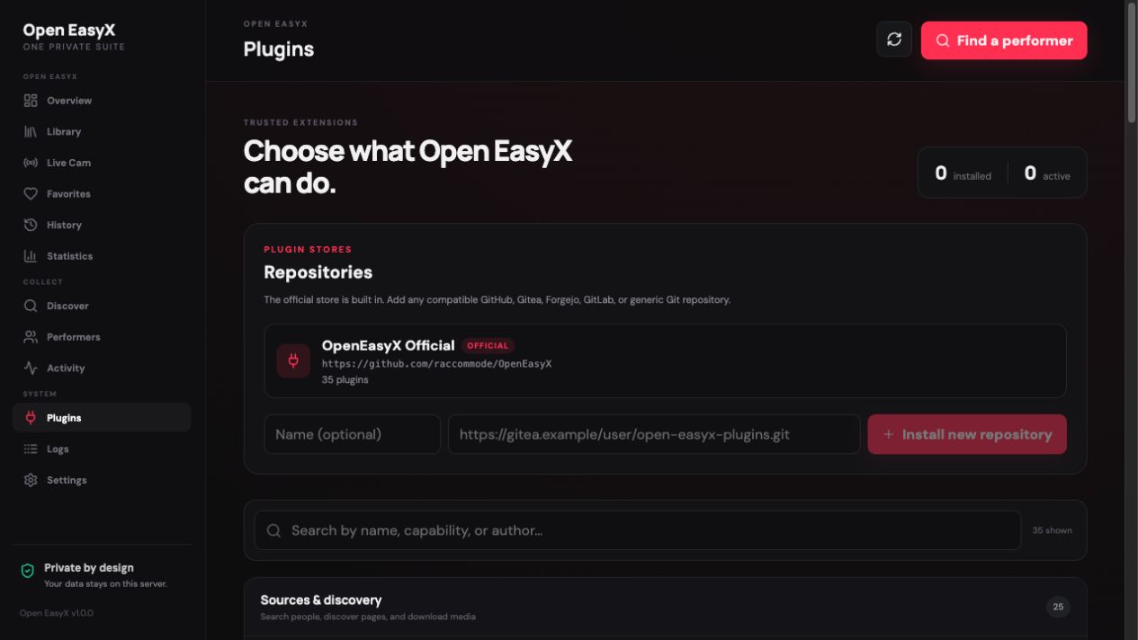 Open EasyX plugin repositories