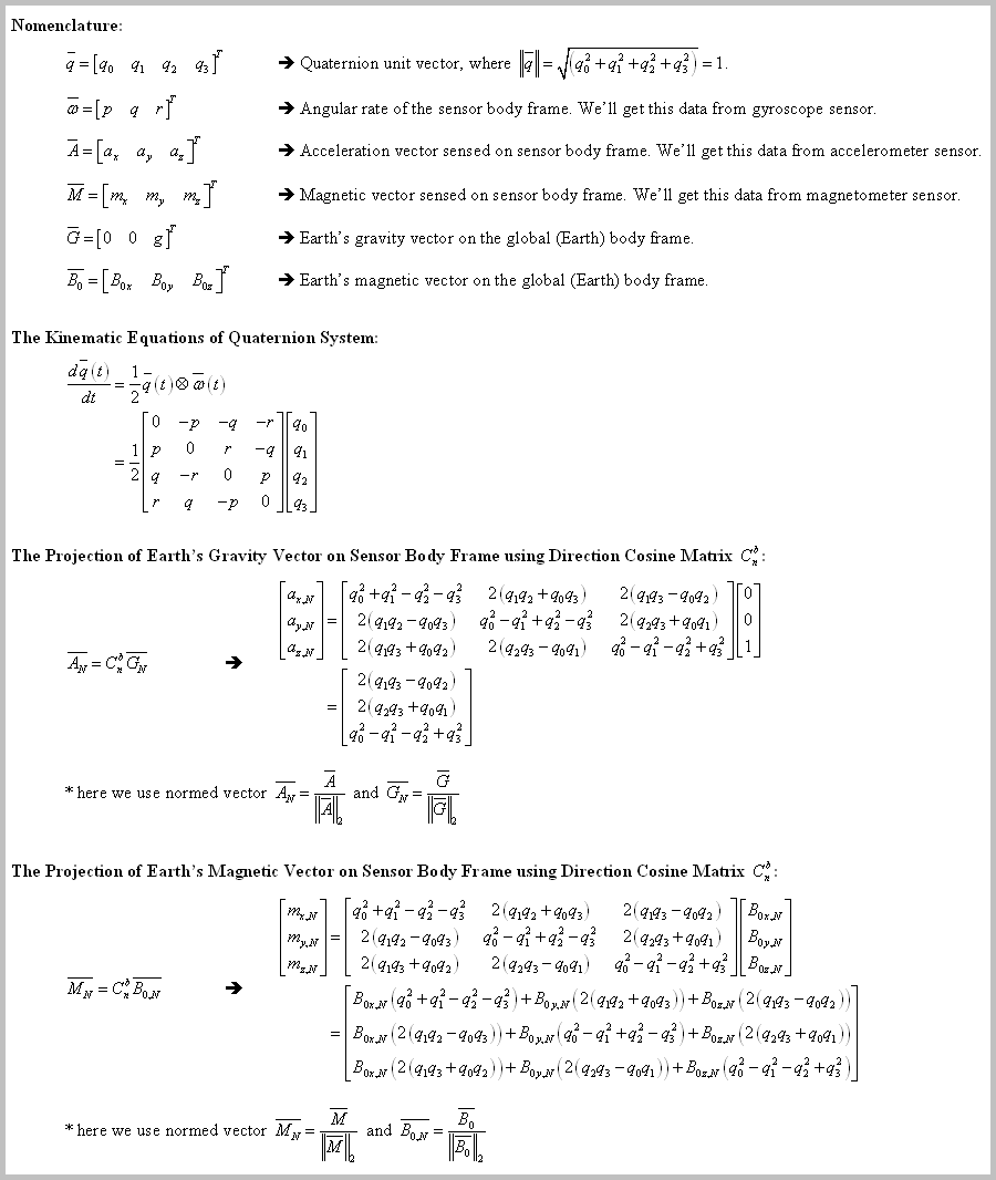 Quaternion Kinematics Equations