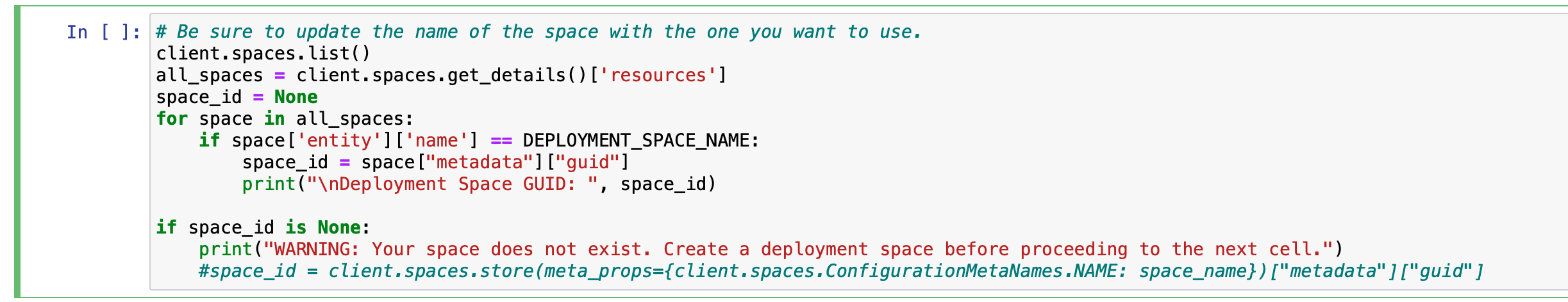 lookup deployment space