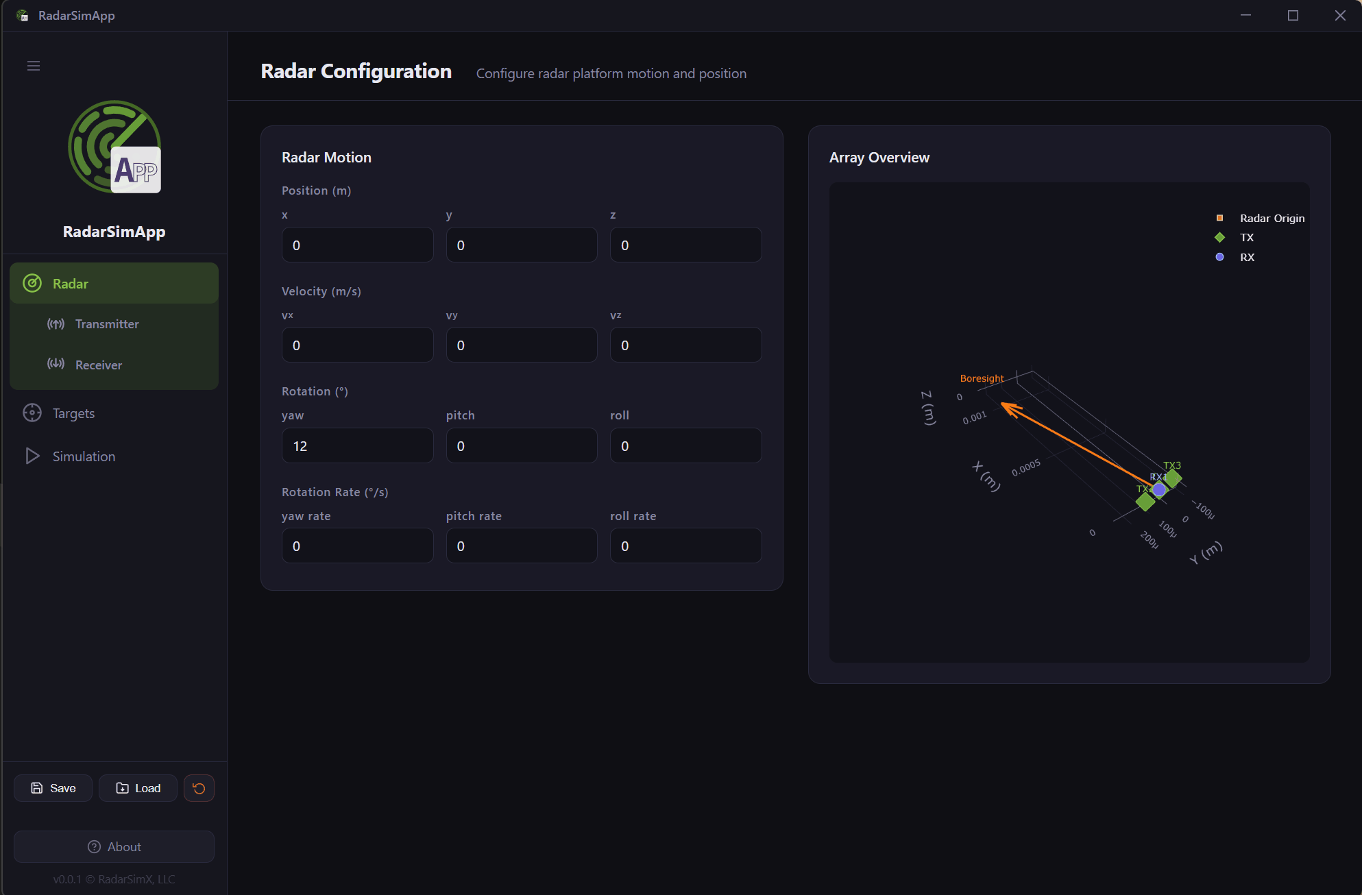 RadarSimApp UI