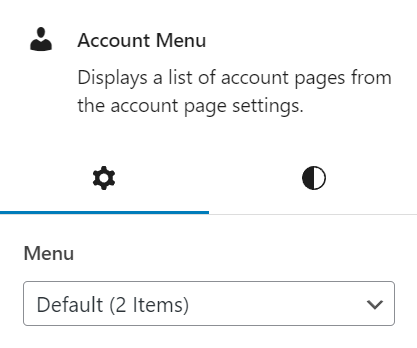 Screenshot of the "Account Menu" block