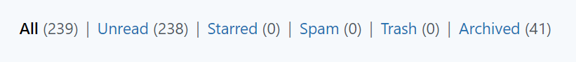Screenshot showing the default filters, as well as the "Archived" filter with 41 entries in this example.