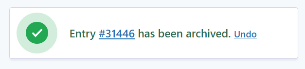 Screenshot the message confirming the entry was archived.