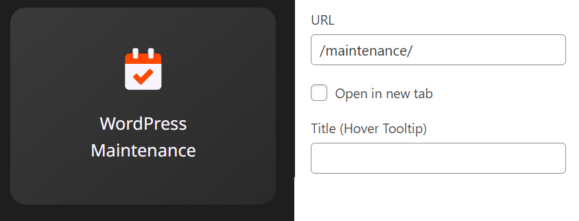 Screenshot of the "Link Block" block showing available options