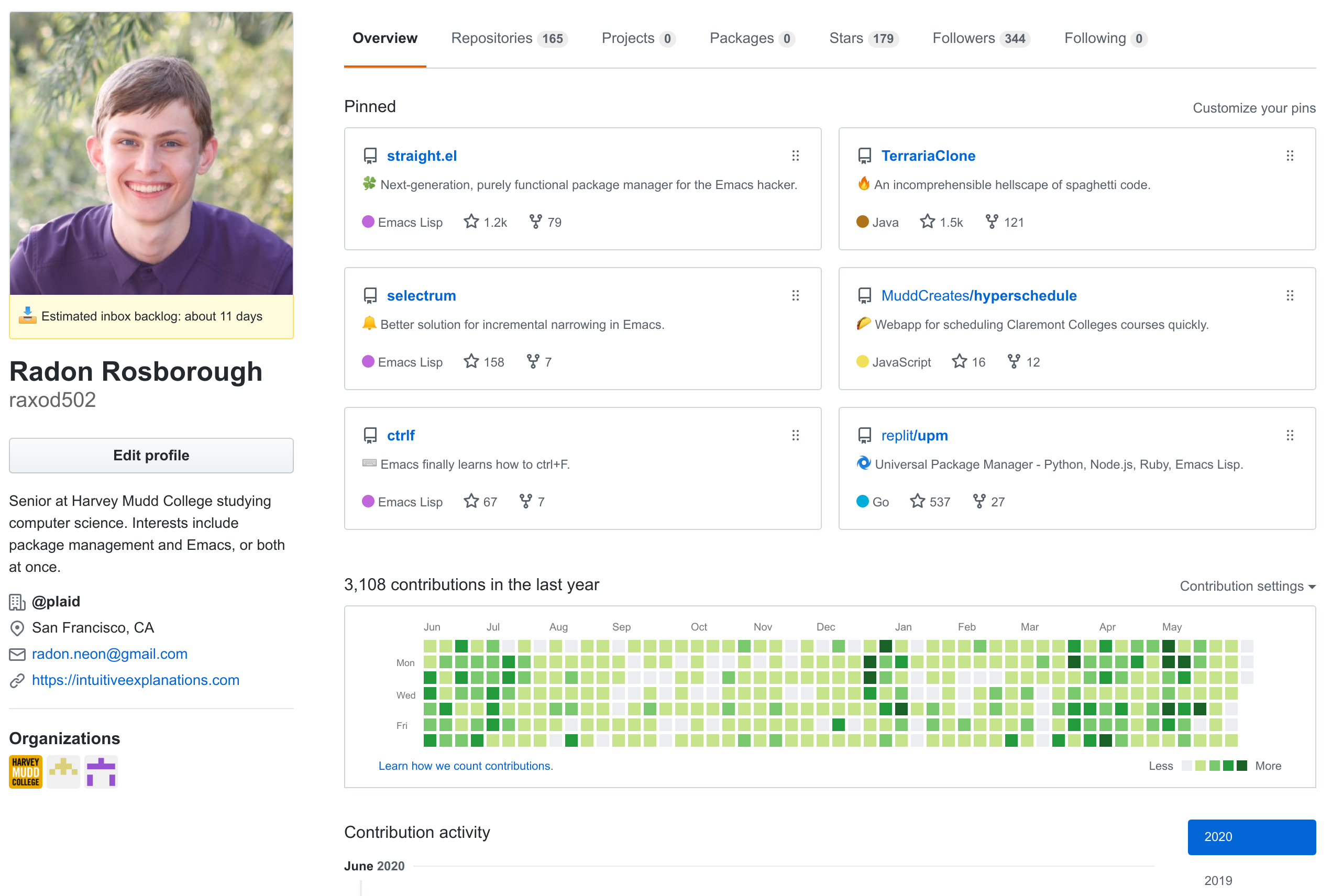 GitHub profile status
example