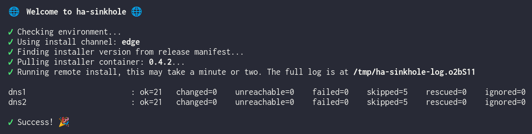 installer output