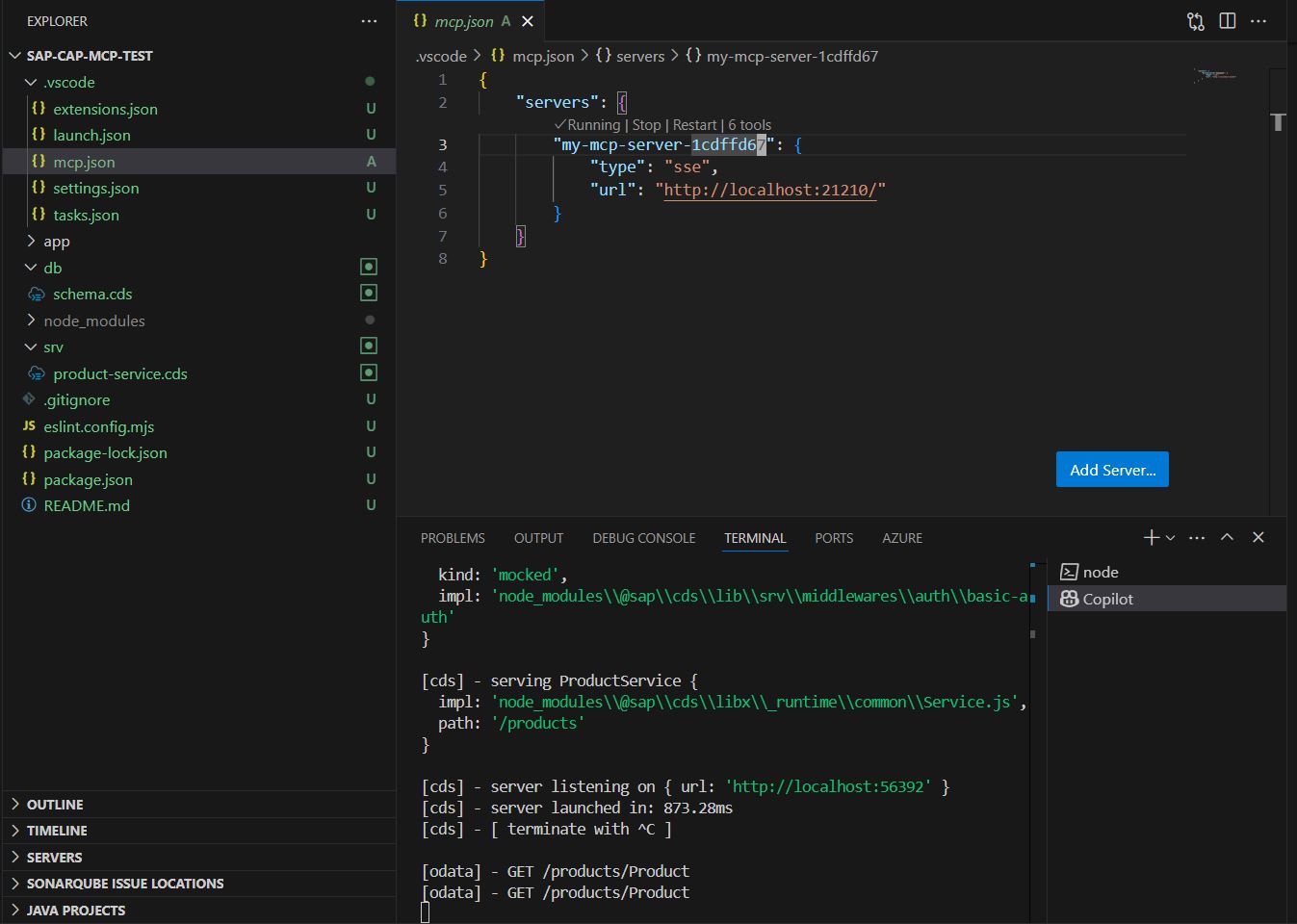 MCP Tool Server VSCode config