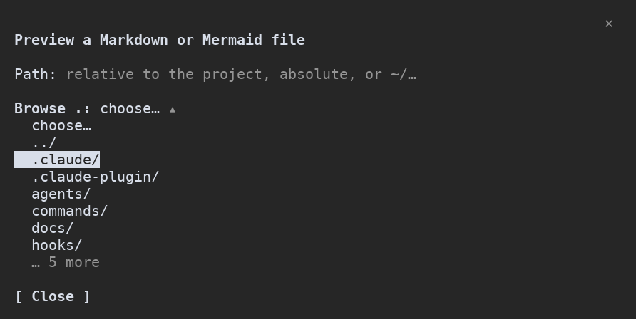 The file picker with the Browse list open