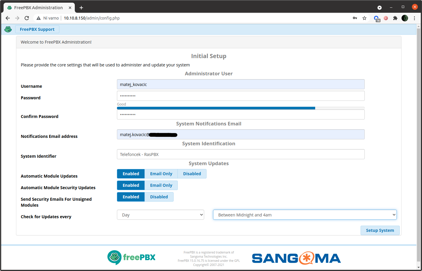 Login to FreePBX