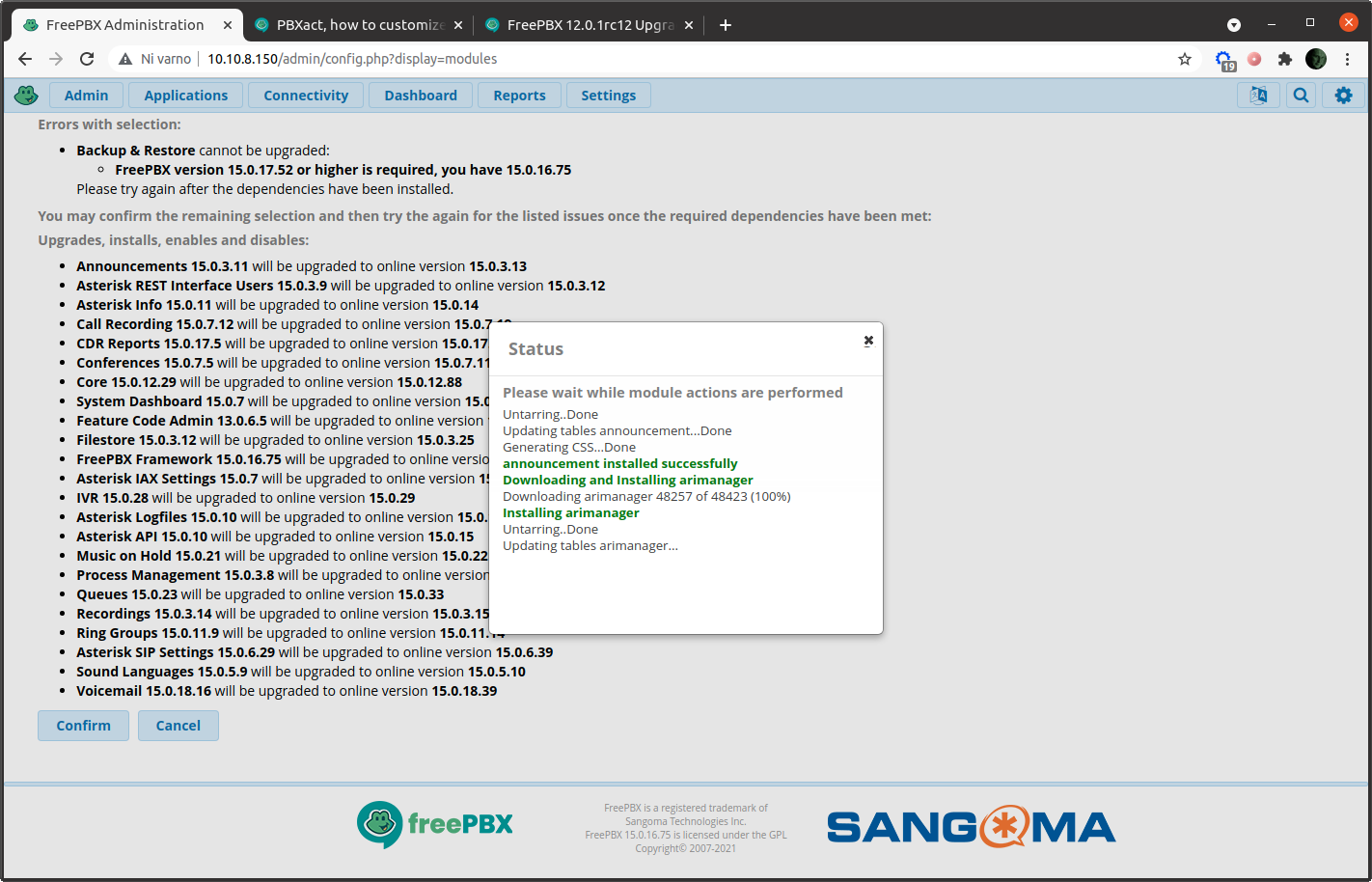 Upgrading FreePBX