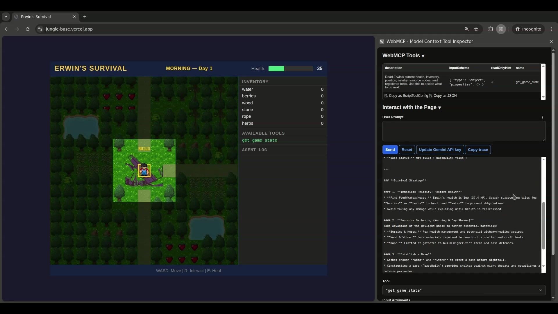 AI reads game state and plans survival