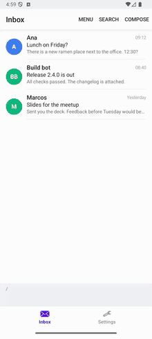 Open Settings from the Android drawer and close the drawer with system Back