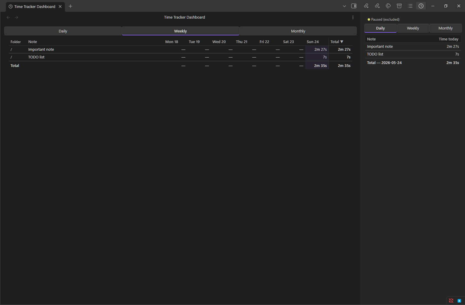 Vault Time Tracker