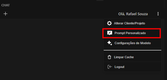 Menu de Configuração de Prompt Customizado