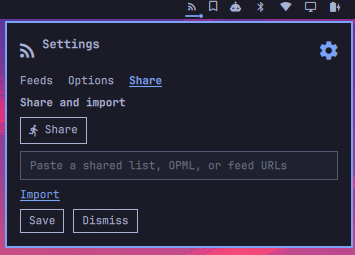 Share and import settings