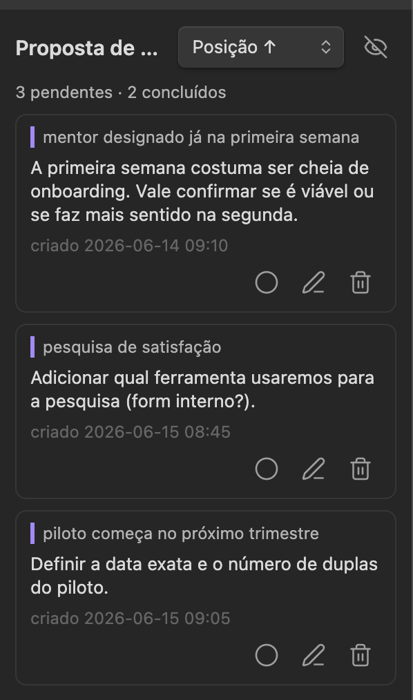 Painel filtrando apenas os comentários pendentes