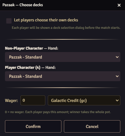 Choose decks