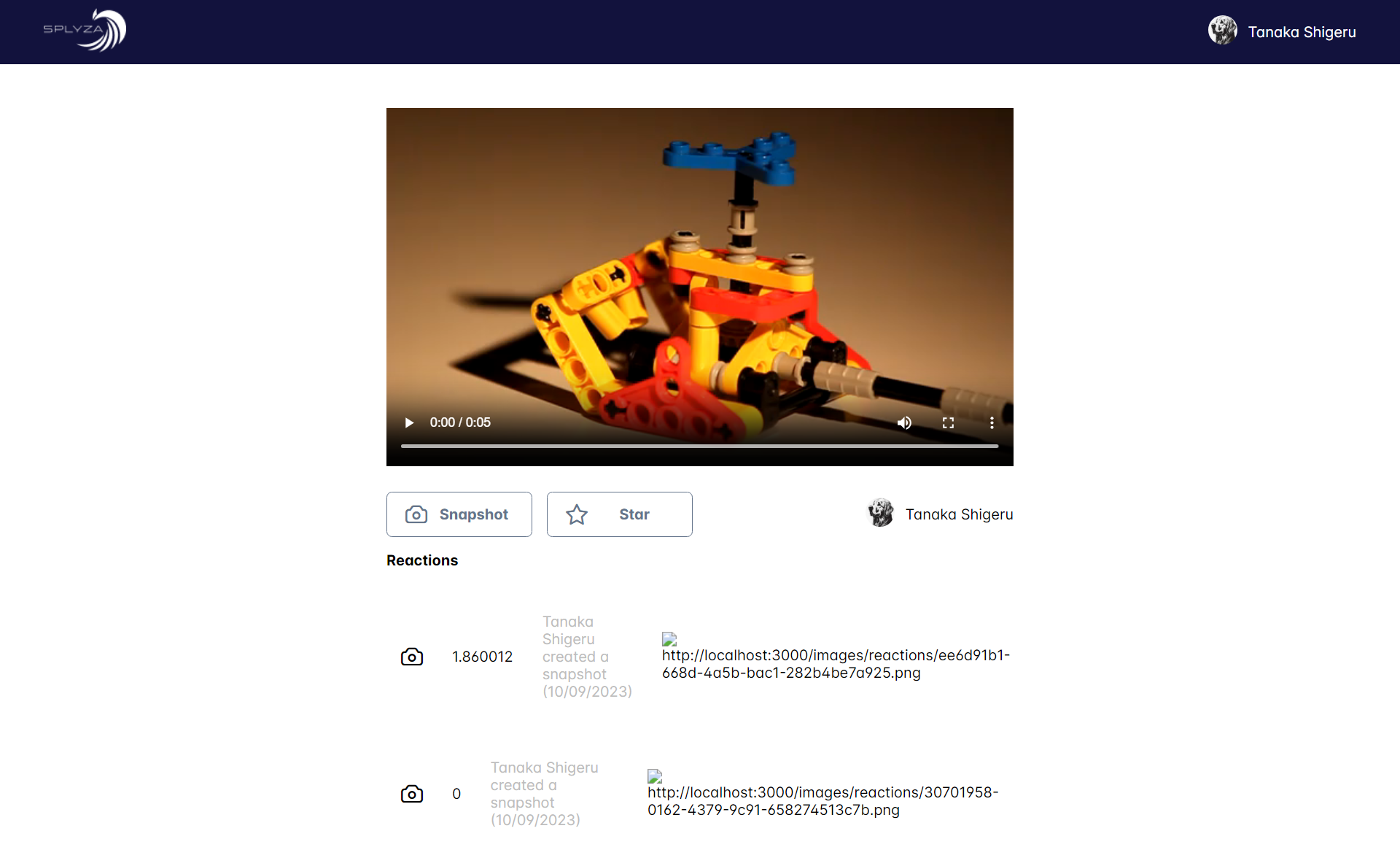 Splyza Video Detail page with Loggedin user owener