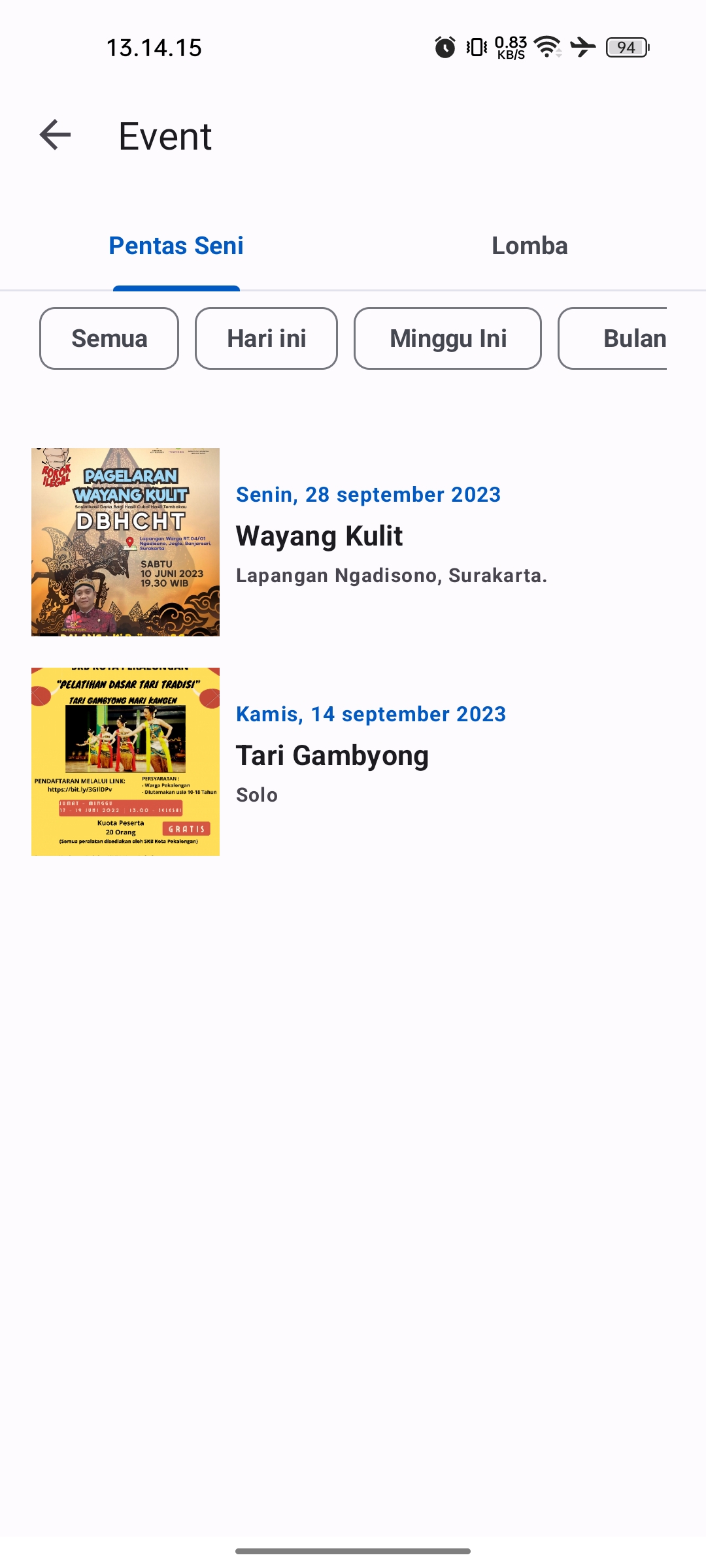 Lestari Cultural Events