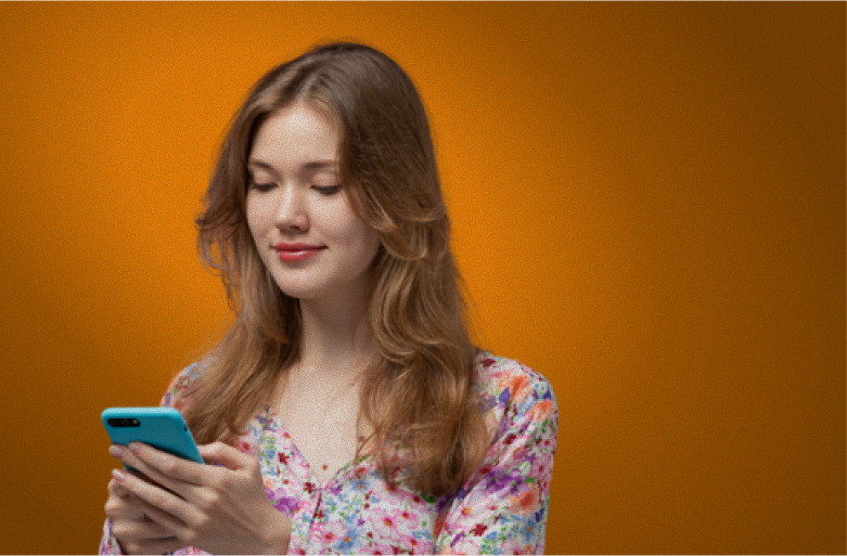 Happy woman with smartphone