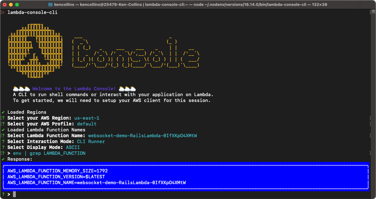 Lambda Console CLI Screenshot