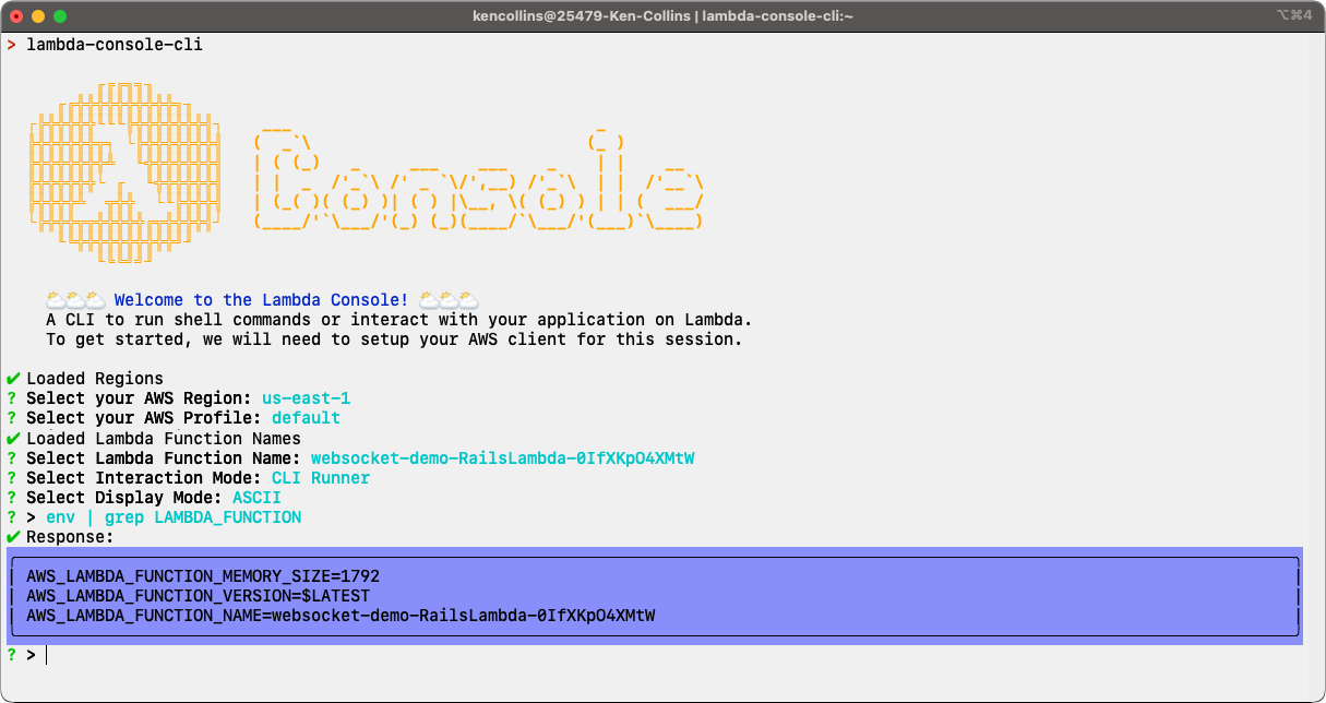 Lambda Console CLI Screenshot