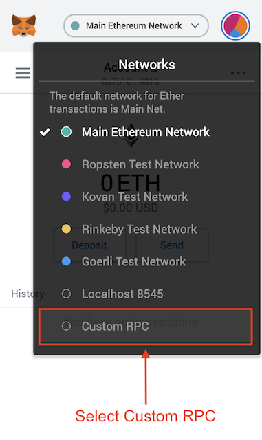 Setting up a custom network in Metamask